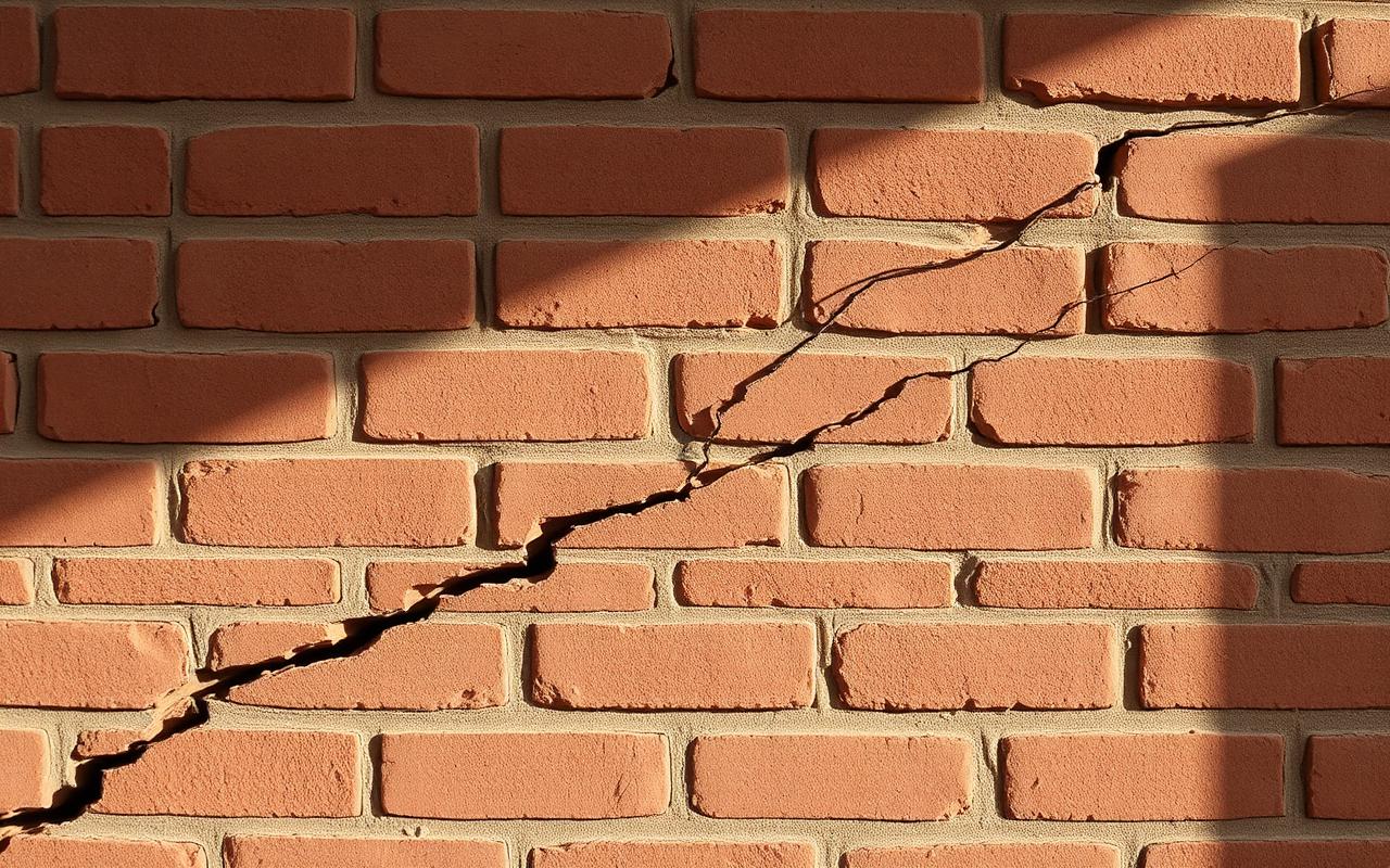 Structural crack indicating forensic engineering assessment standards.